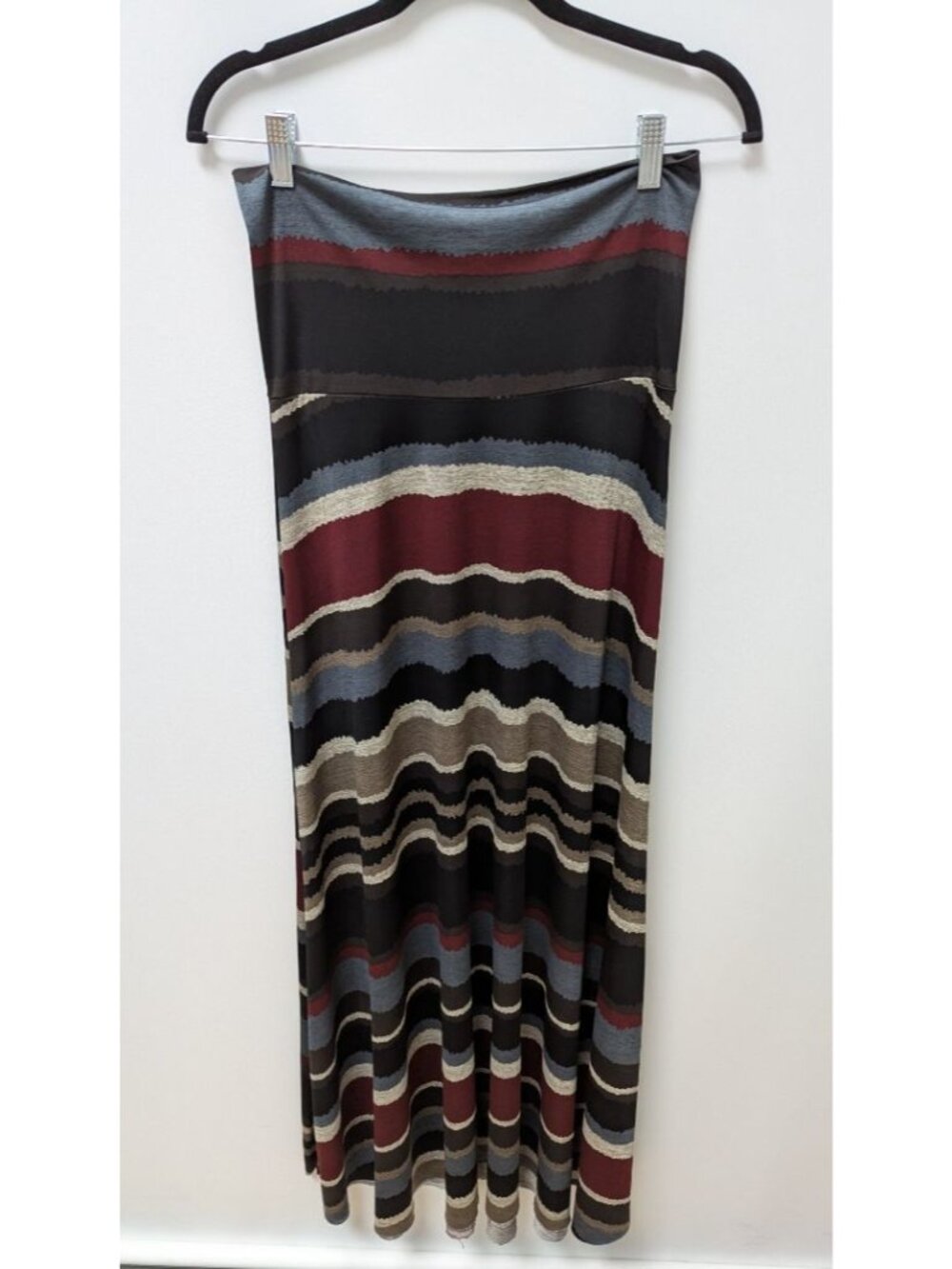 Honey & Lace Maroon Striped Flared Maxi Skirt